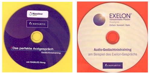 Abbildung von zwei Audio-CDs mit  meinen beiden Gedächtnistrainings für Novartis